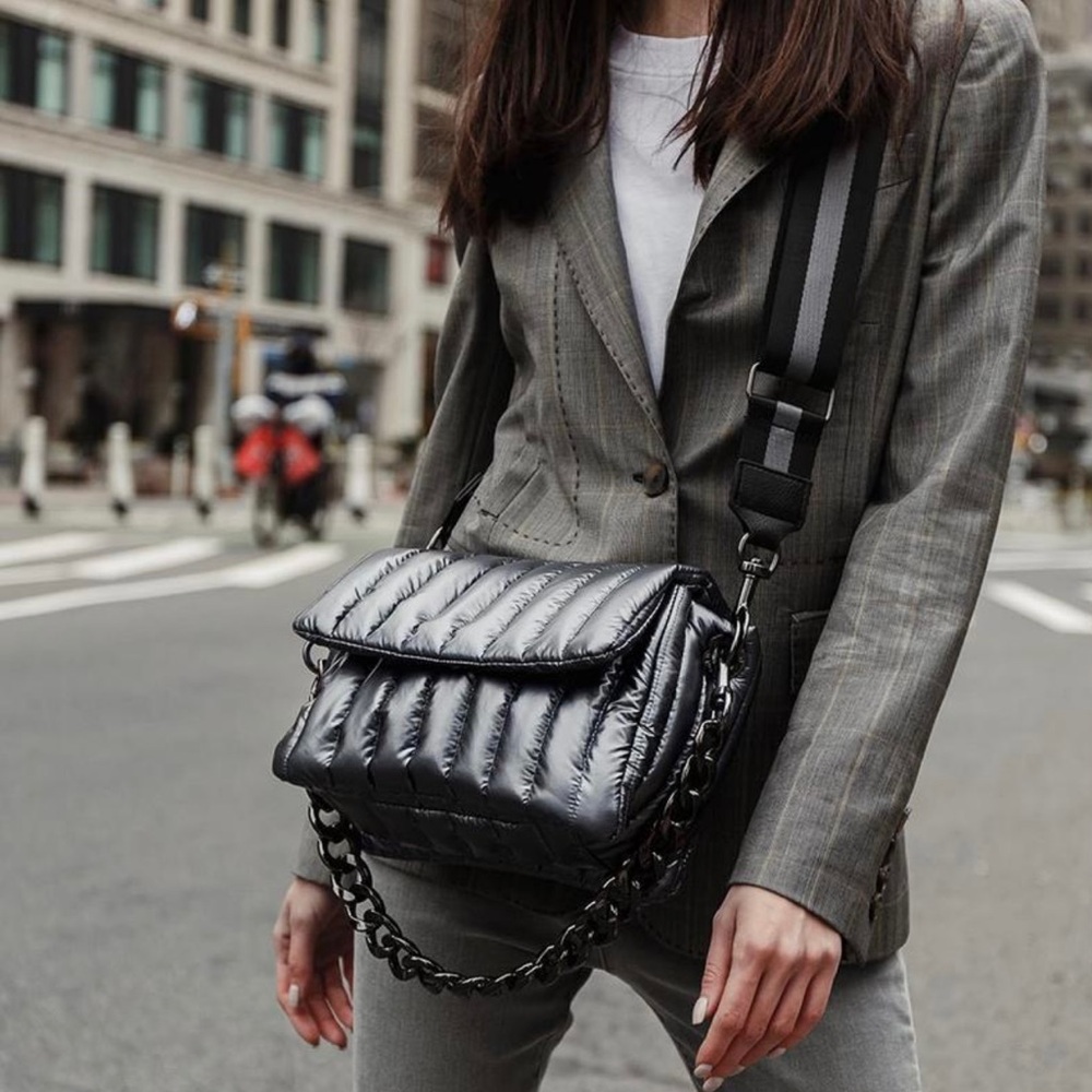 Black Quilted Crossbody Bag with Chain Detailing FINAL PRICE